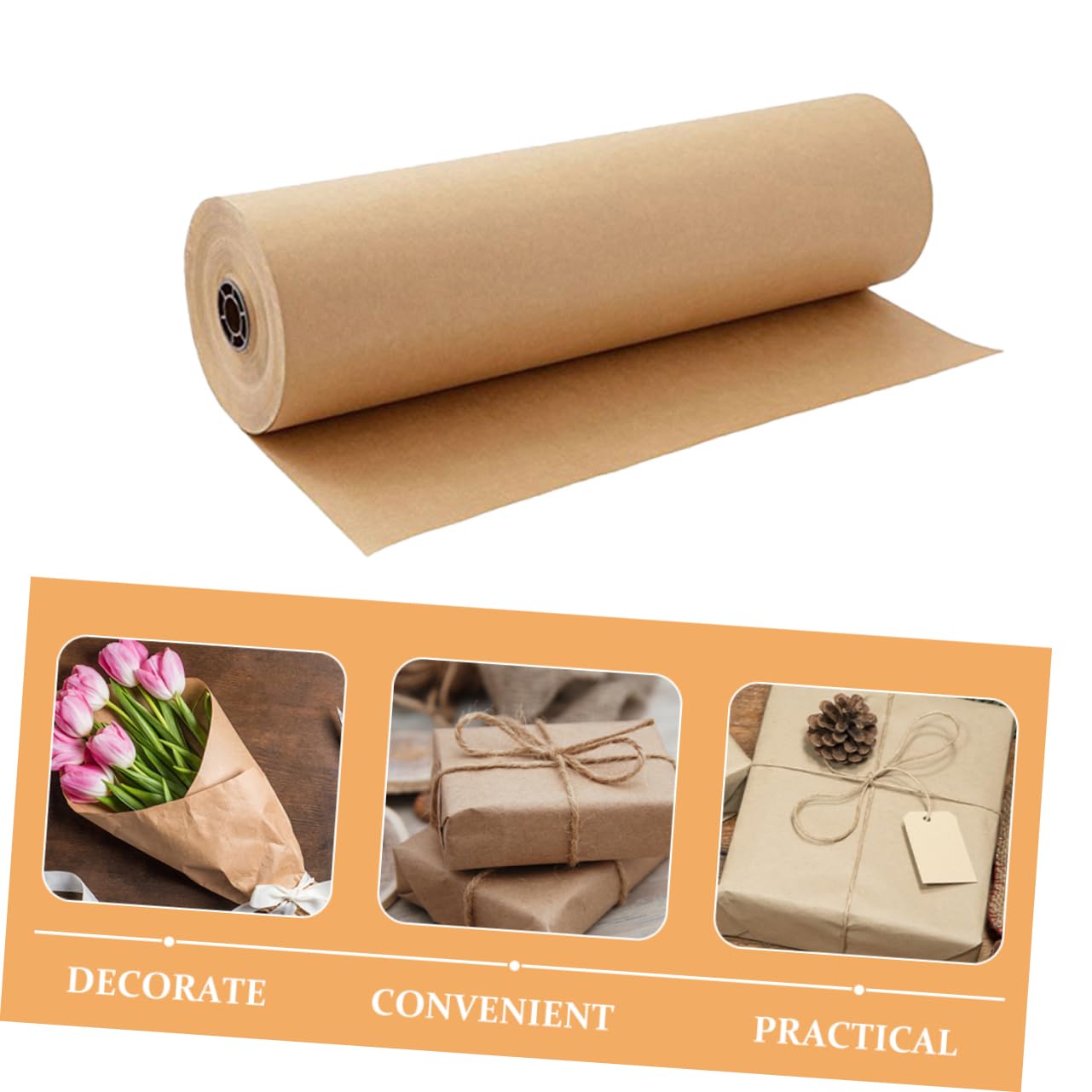 Papier Kraft en Rouleau 2 Pièces pour Fête Halloween, Emballage Présent