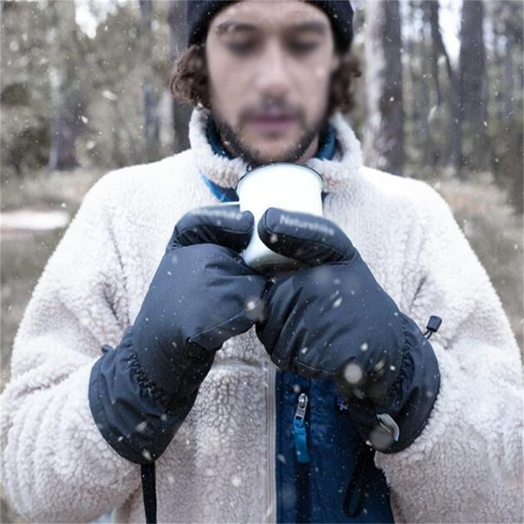 Black Outdoor Three-finger Ski Gloves Men's Winter Velvet Thickened Women's Riding Driving Cold-proof And Warm