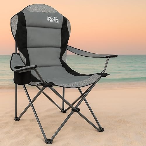 Miniatura 10 de ROFFT Silla plegable de campamento para niño grande, soporte resistente de 250 libras, plegable, reposabrazos para césped con soporte para tazas y