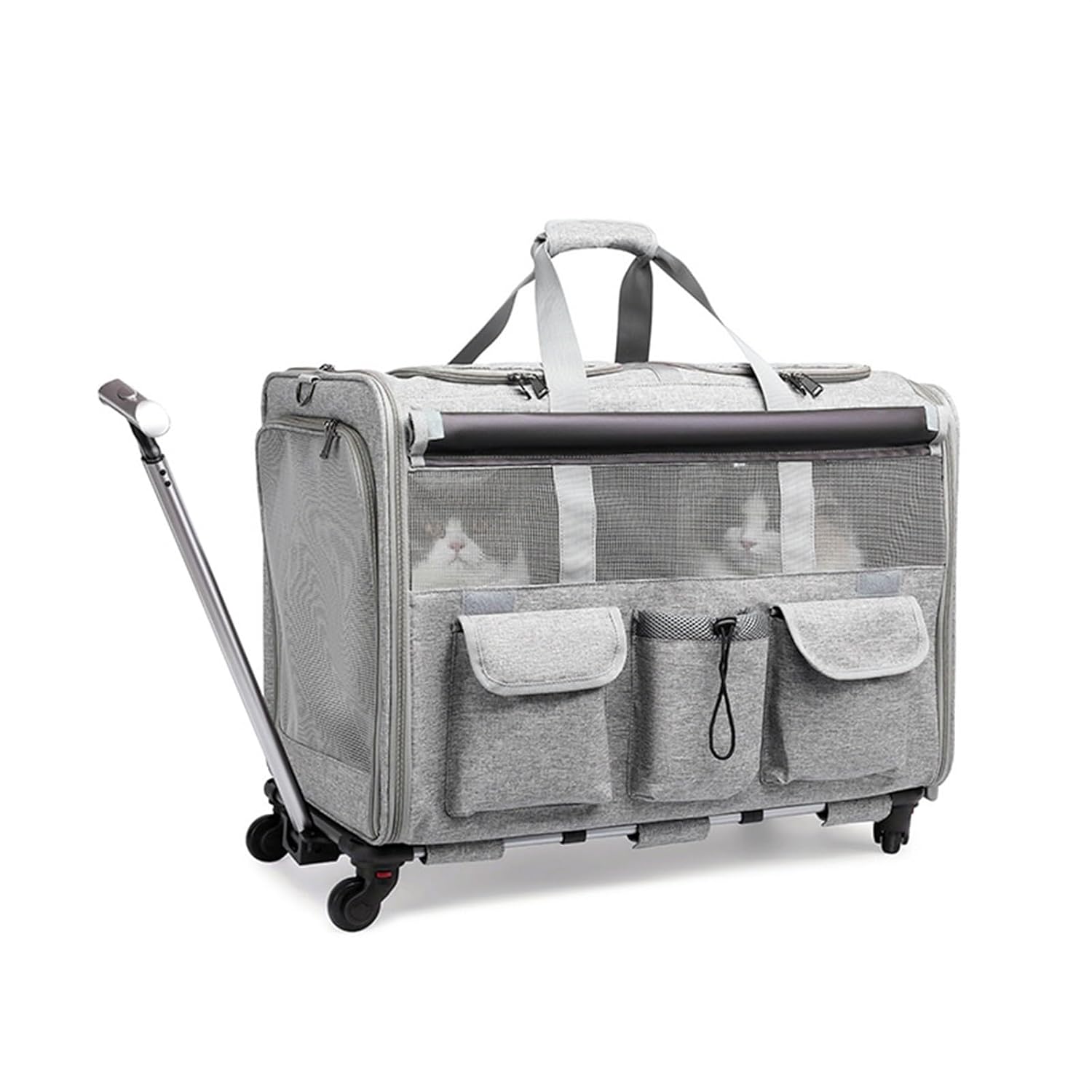 Cat Litter Box Pull Rod Pet Bag, Go Out Portable Cat and Dog Box, Large Capacity with Breathable Cart