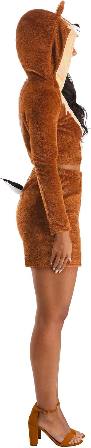 Disney Chip 'n Dale Chip Costume for Women - Hooded Top and Shorts - Cute Plush Chipmunk Outfit