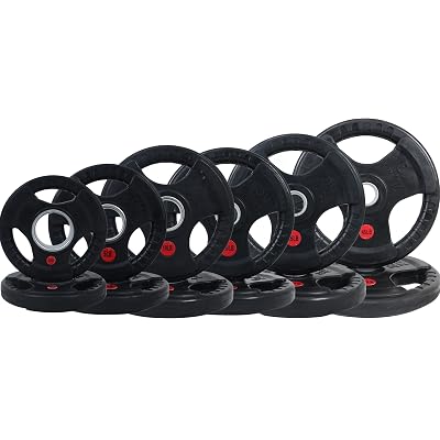 Fitvids Olympic Cast Iron Plate for Strength Training and Weightlifting, Pairs, Sets or Set with Barbell, Multiple Sizes