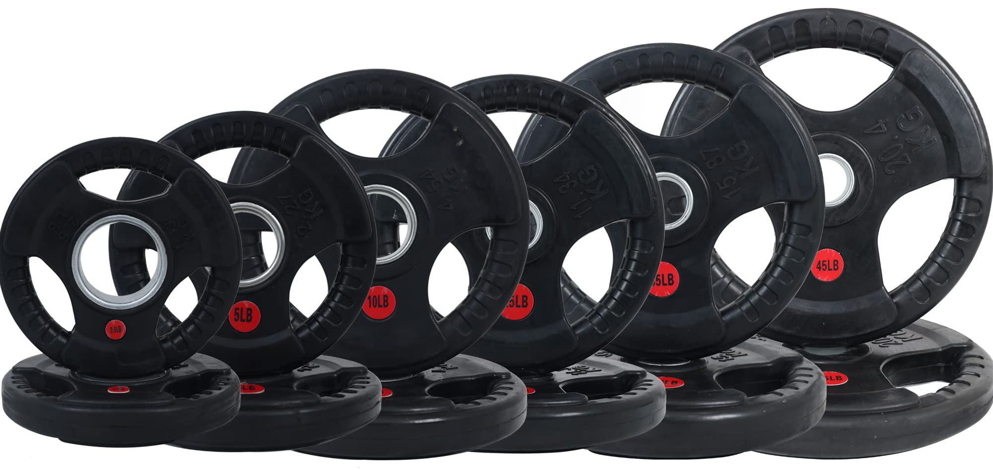 Fitvids Olympic Cast Iron Plate for Strength Training and Weightlifting, Pairs, Sets or Set with Barbell, Multiple Sizes