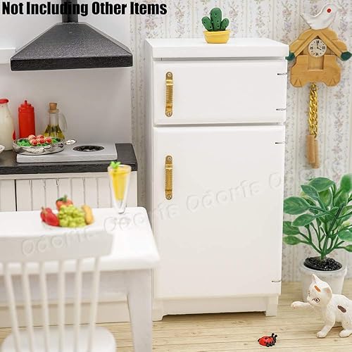 Miniatura 7 de Odoria 112 Miniatura Frigorífico Refrigerador Casa de Muñecas Accesorios Muebles de Cocina Accesorios Blanco