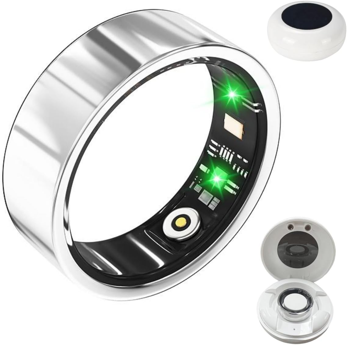 Smart Ring, Health Smart Ring Compatible with Apple iPhone 16 15 14 13 12 11 Pro Max Samsung Galaxy S25 24 23 Huawei Honor etc, Fitness Ring w/Sleep Heart Rate Blood Pressure Oxygen, Silver #11