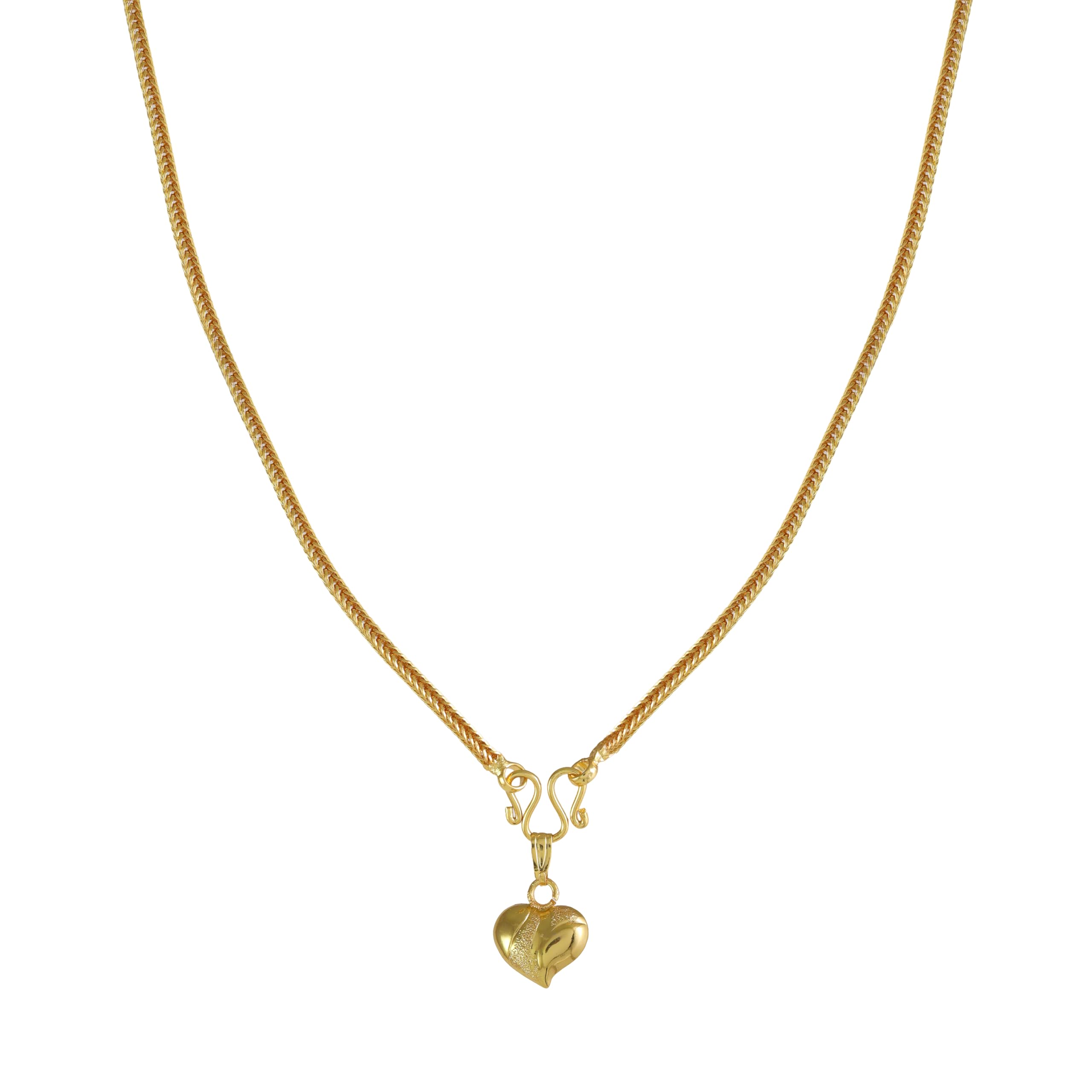 One Gram Micro Gold Plated Handcrafted Short and Small Dollar Pendant Chain for Women & Girls (18 inch) (DC-1178)