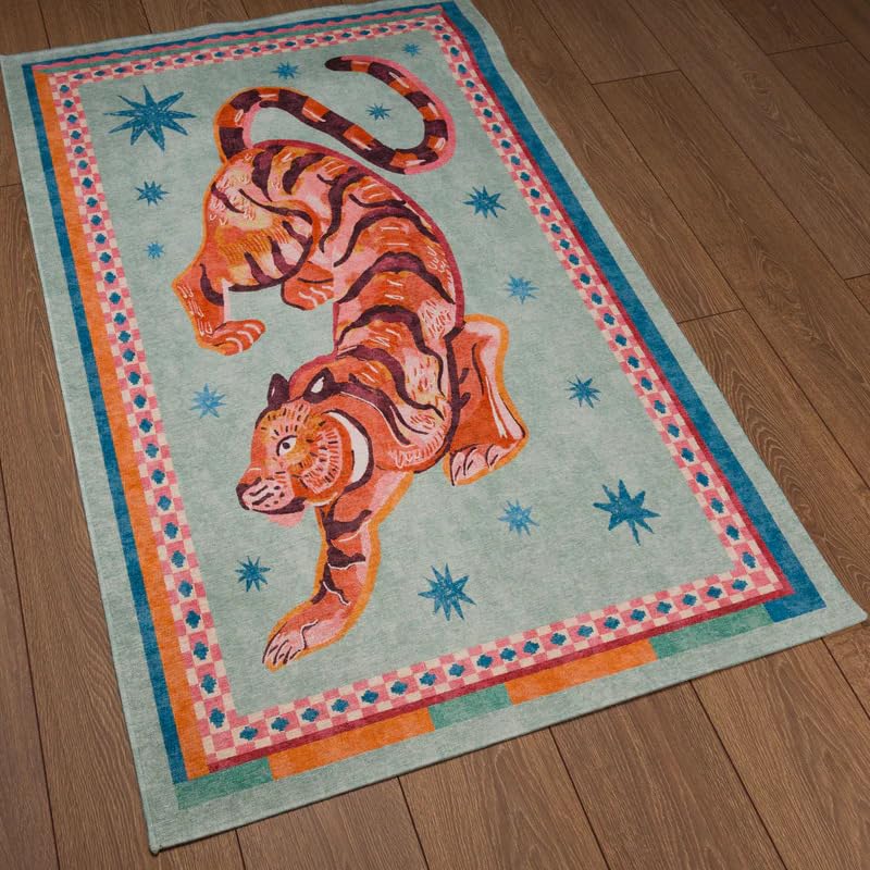 Alfombra de tigre lavable y antideslizante multicolor para proteger tu hogar