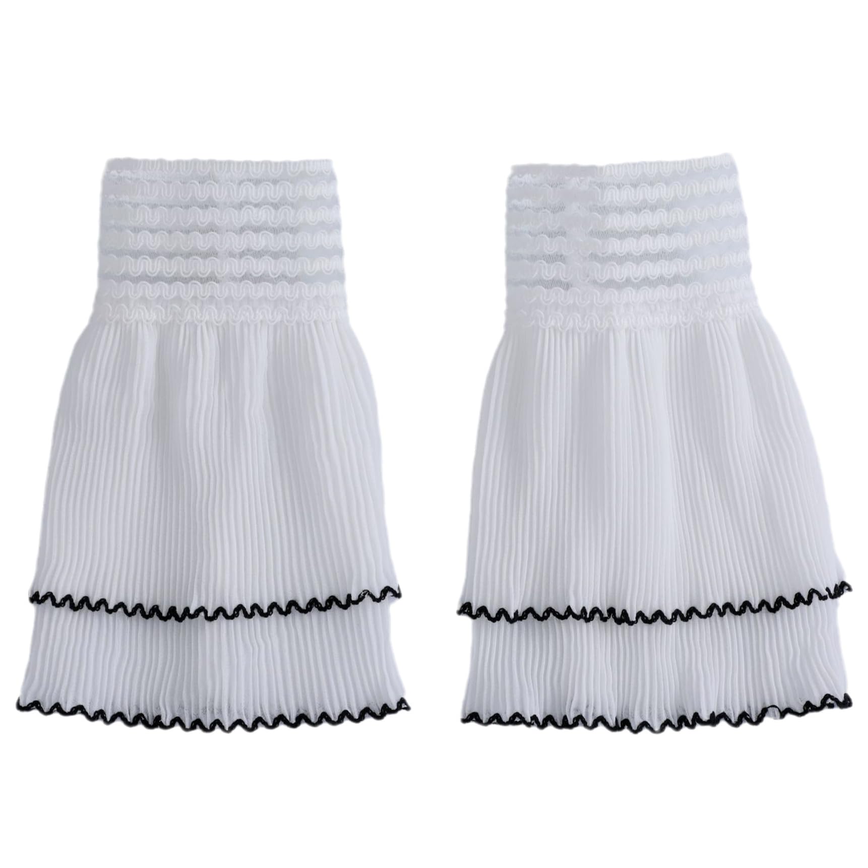 Chiffon Wrist Cuffs for Women, Ruffled Pleated Fake Sleeves Elastic Detachable Hand Cuffs for Sweater Blouse Coat