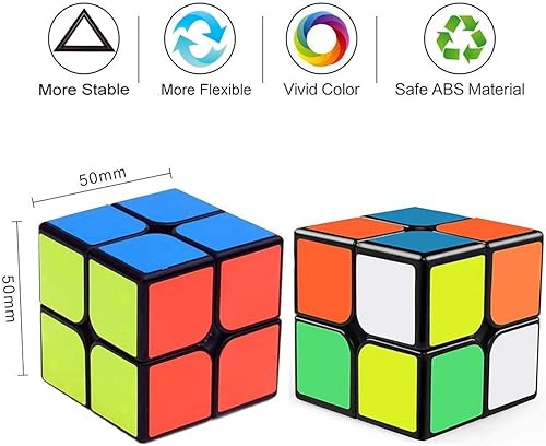 Miniatura 3 de Classic Magic Cube - Rompecabezas de 2 pulgadas, cubo de velocidad inteligente de 2 x 2, juego educativo (1 paquete, negro)