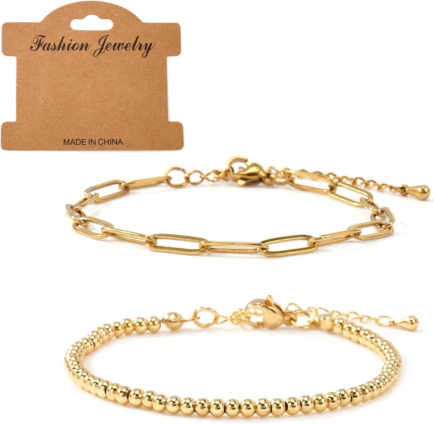 Gold Beaded Bracelet for Women,14K Plated Gold Chain Bracelet,Non Tarnish Fashion Jewelry Set Gifts for Women Birthday Friendship - Image 8