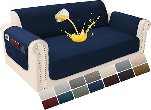 Miniatura 69 de Funda de terciopelo 100 % impermeable para perros, funda de sofá lavable para sofá de 3 plazas, juego de fundas acolchadas y antideslizantes con