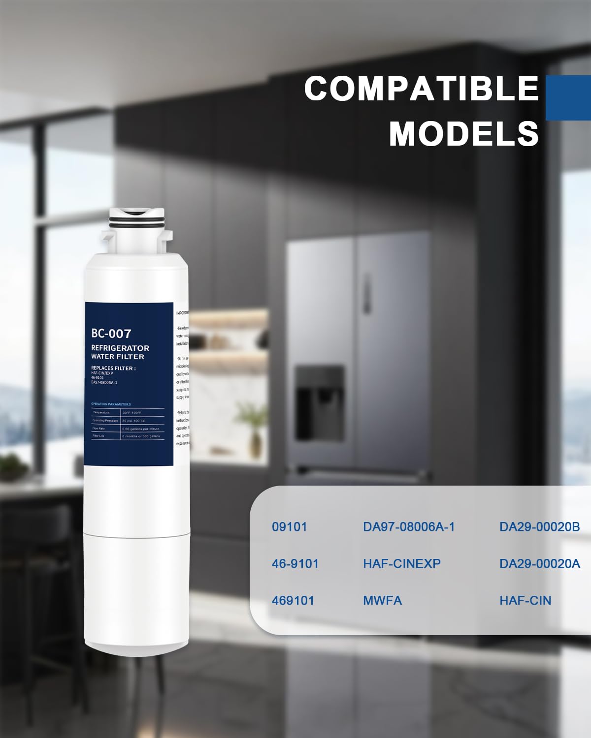 Filtro dell'acqua di ricambio per HAF-CIN/EXP, confezione da 3 | Compatibile con DA29-00020A RF28HMEDBSR RF28HFEDBSR RF4287HARS RF4267HARS HDX FMS-2 46-9101 RWF0700A