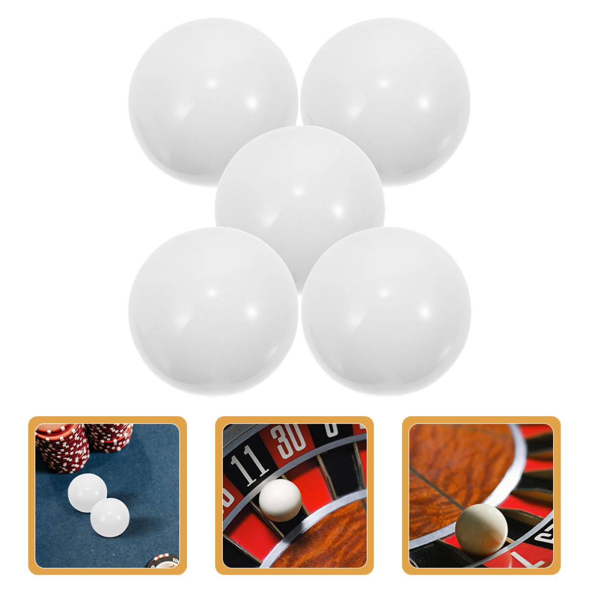 Gatuida Roulette Spielbälle aus Acryl 5 Stück 22mm Weiße Kugeln für Roulette Räder Geeignet für Partyspiele und Geburtstagsfeiern