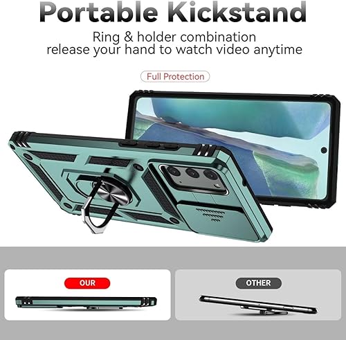 Miniatura 4 de Funda para Galaxy Note 20 5G, Samsung Note 20 SM-N981U con protector de pantalla de vidrio templado y cubierta de cámara deslizante, anillo