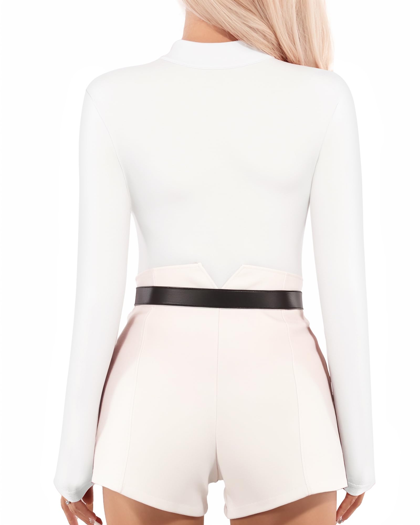 Long Sleeve Body Suit Mock Turtle Neck Fleece Lined