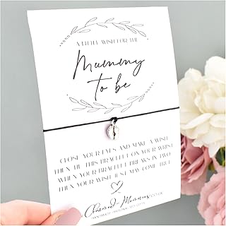 Mummy To Be Wish Bracelet. Pregnancy Congratulations. New Baby Shower Card. Tibetan Baby Feet Charm. Wish String Cord Bracelet. Modern Greeting Card