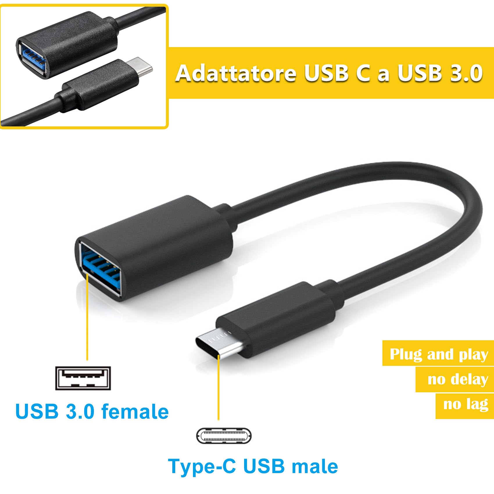 OTG USB Type-C Maschio a USB 3 Femmina 5Gpbs Smartphone Tablet Notebook PC C OTG USB Type-C Maschio a USB 3 Femmina 5Gpbs Smartphone Tablet Notebook PC C