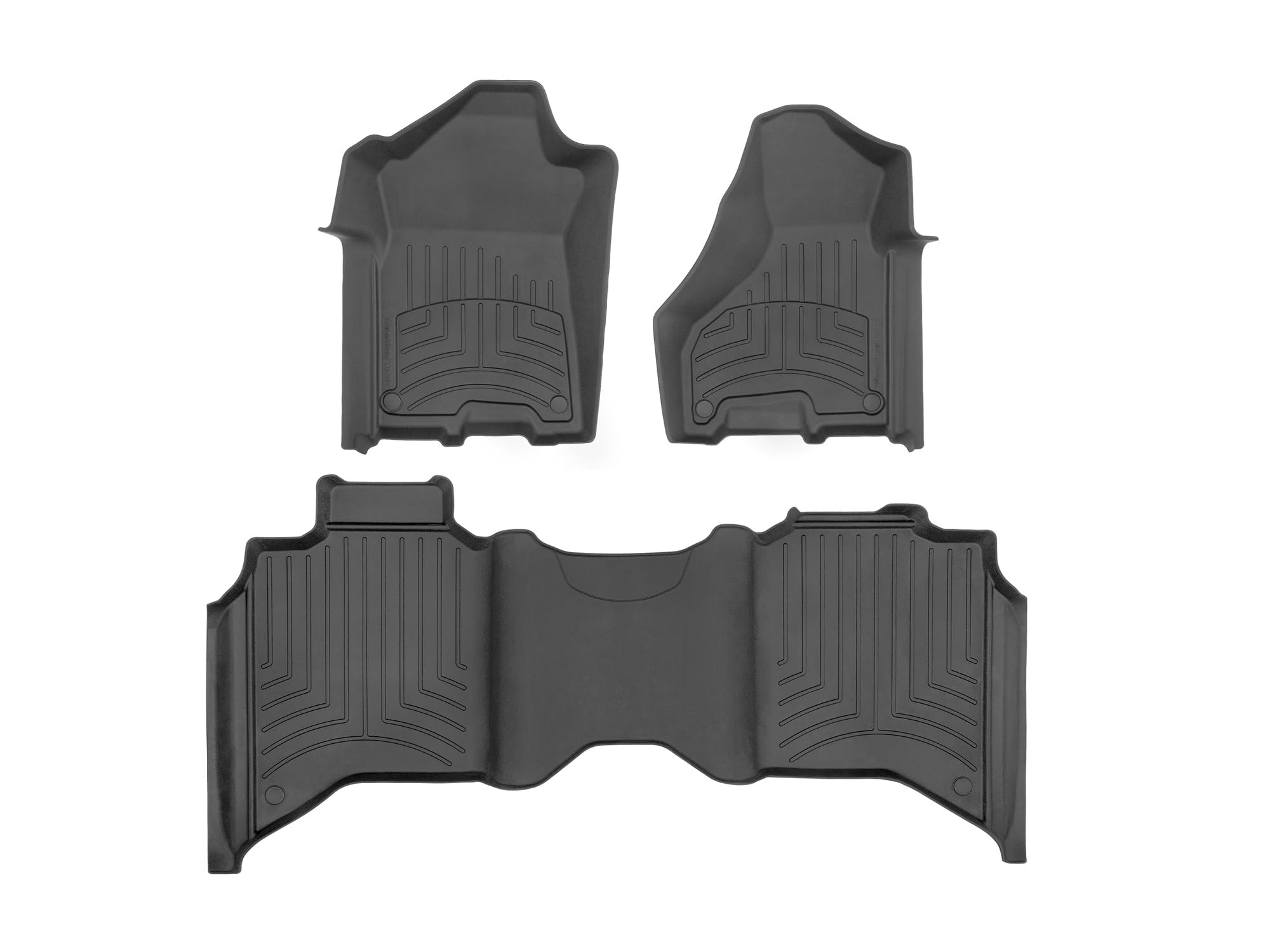 WeatherTech FloorLiner HP Custom Fit Floor Mats for Ram 2500/3500 (Crew Cab, No PTO) - 1st & 2nd Row (441545-1-2IM), Black
