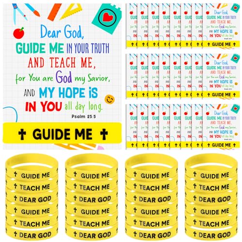Wiwiqing 24 Sets End of The Year Gifts for Students Bible Verse Bracelets Christian Cards Religious Silicone Bracelets Motivational Wristbands for Kids Women Sunday School Bible Lesson Church Group