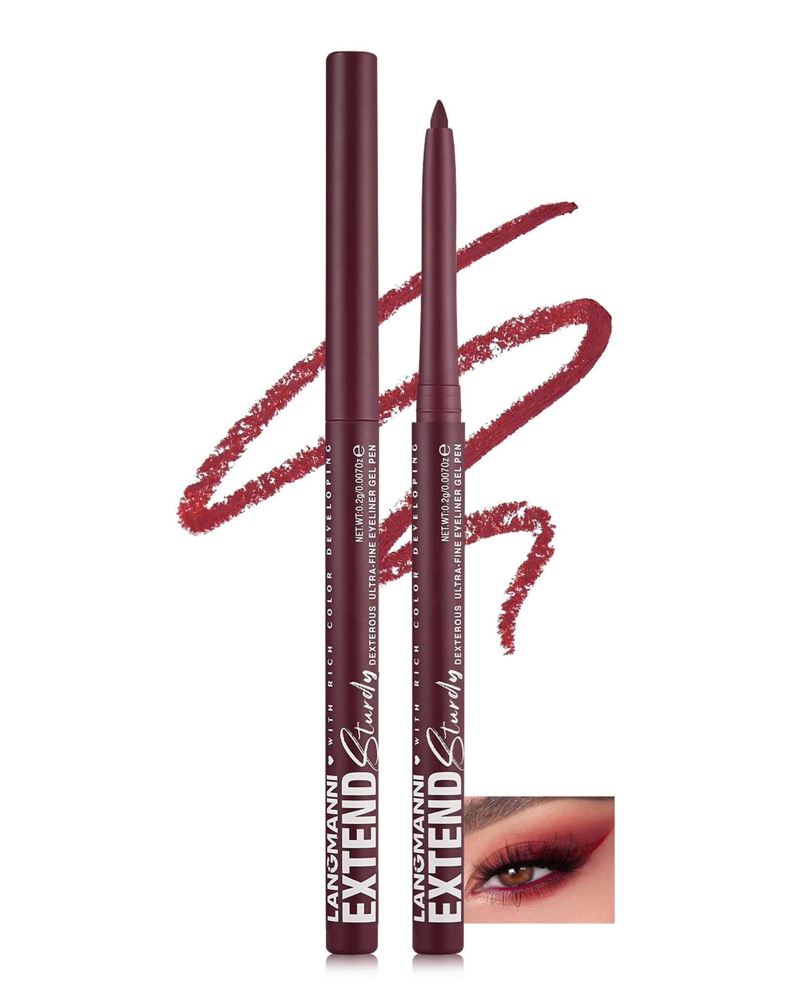 Burgundy Eyeliner Pencil, Matte Waterproof Long Lasting Eye Liner Pencils 07 Burgundy