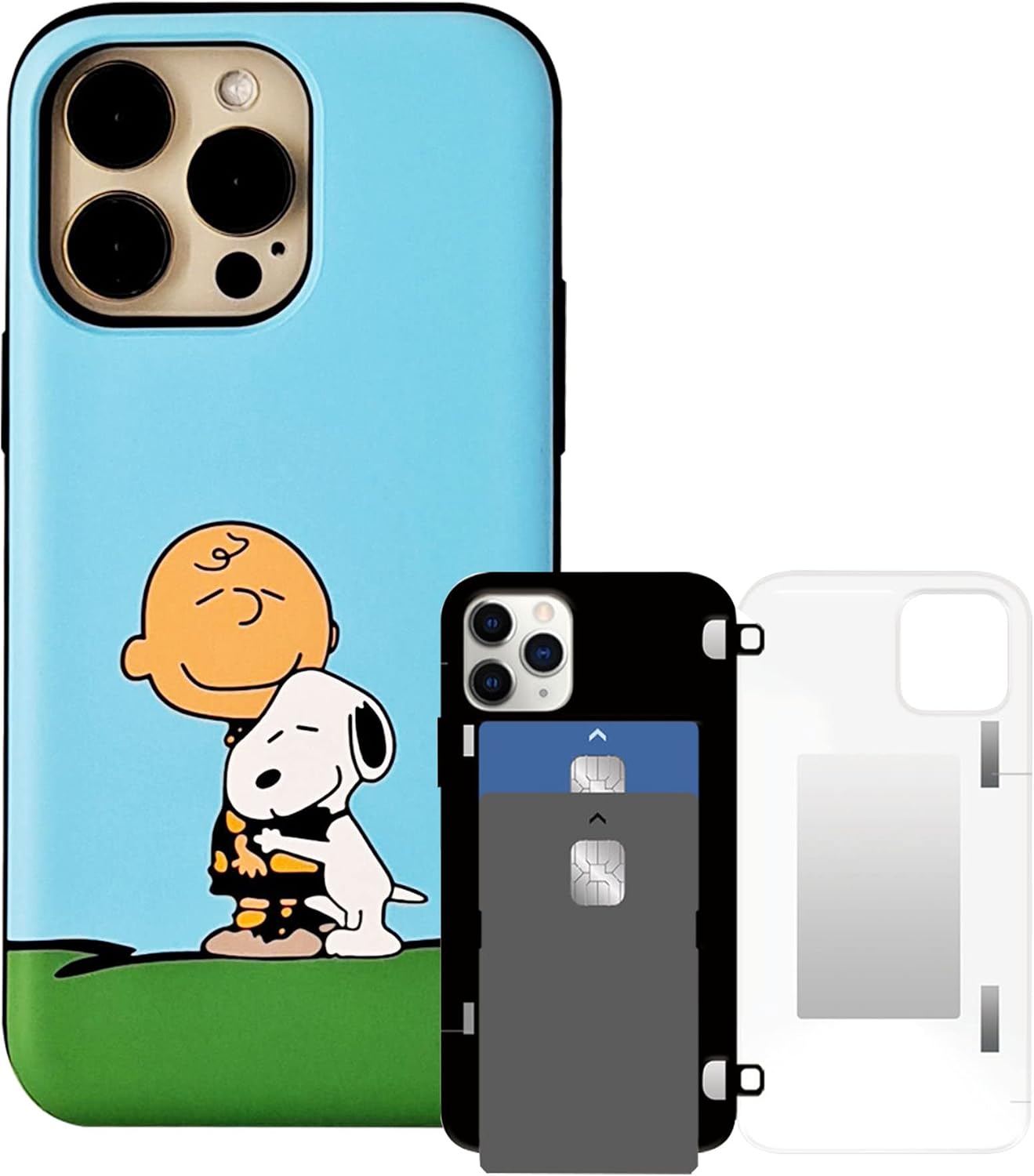 Cartoon Manga Animation Anime Phone Case Shockproof Dual Bumper Case UV Color Printing Card Wallet Phone case Compatible for iPhone 15 Pro Max (Peanuts)