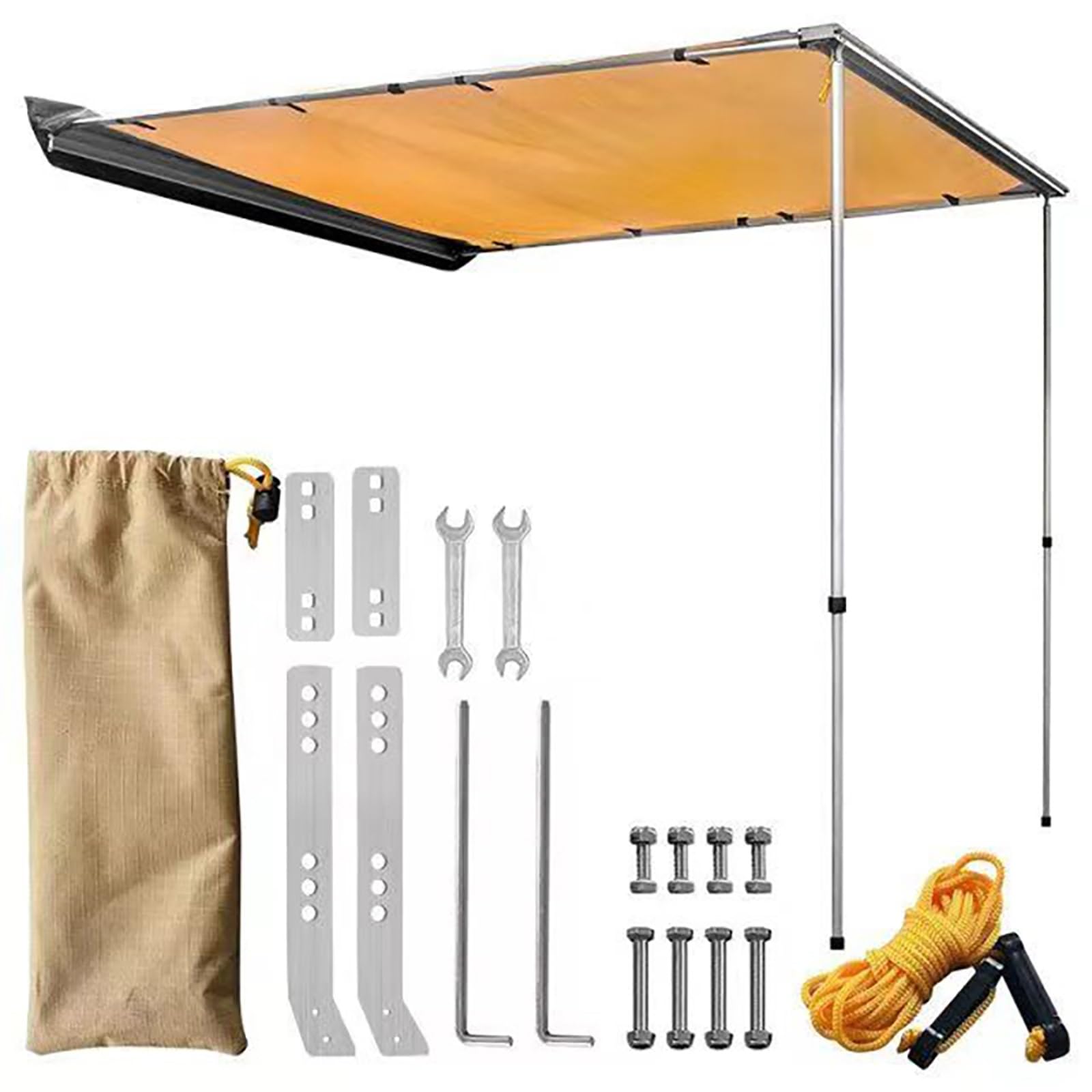 Tendalino Laterale Estraibile per Auto, Tettoia per Tenda da Sole Impermeabile, Tenda Laterale Camper Multifunzionale, Tendalino per portapacchi, per SUV/Camion/Furgone(2x2m/6.6 * 6.6ft)