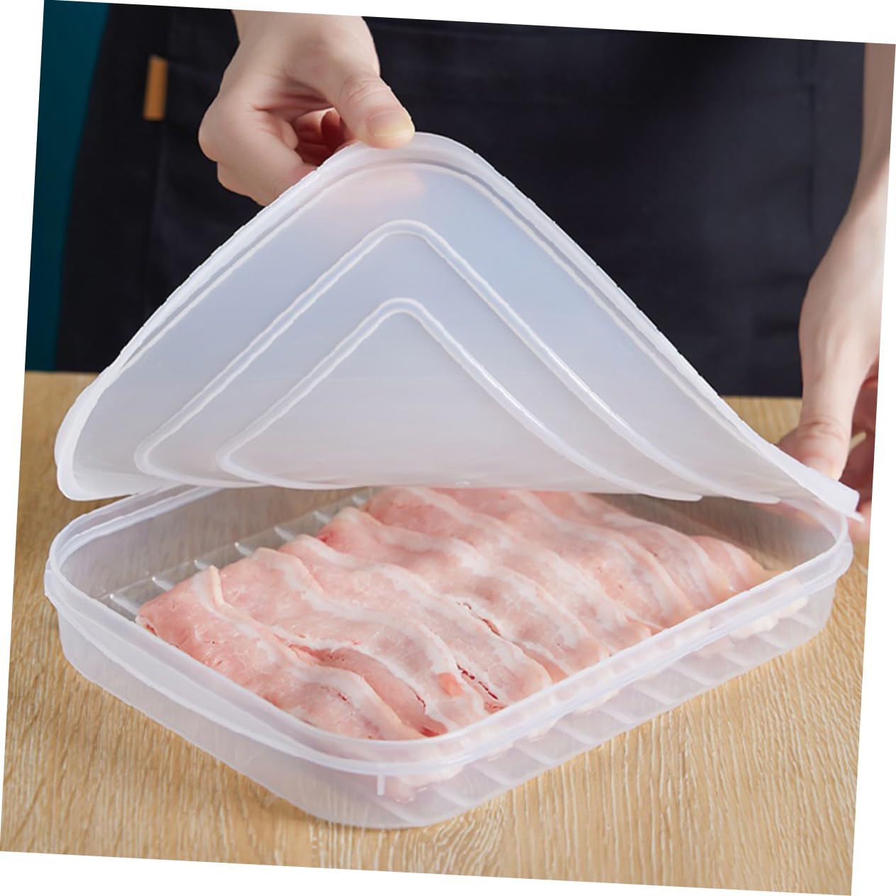 DECHOUS 8 Pz Più Croccante Contenitore Per La Carne Del Pranzo Supporto Per La Pancetta Porta Formaggi Organizzatore Del Custode Di Pancetta Scatole Frigorifere Plastica