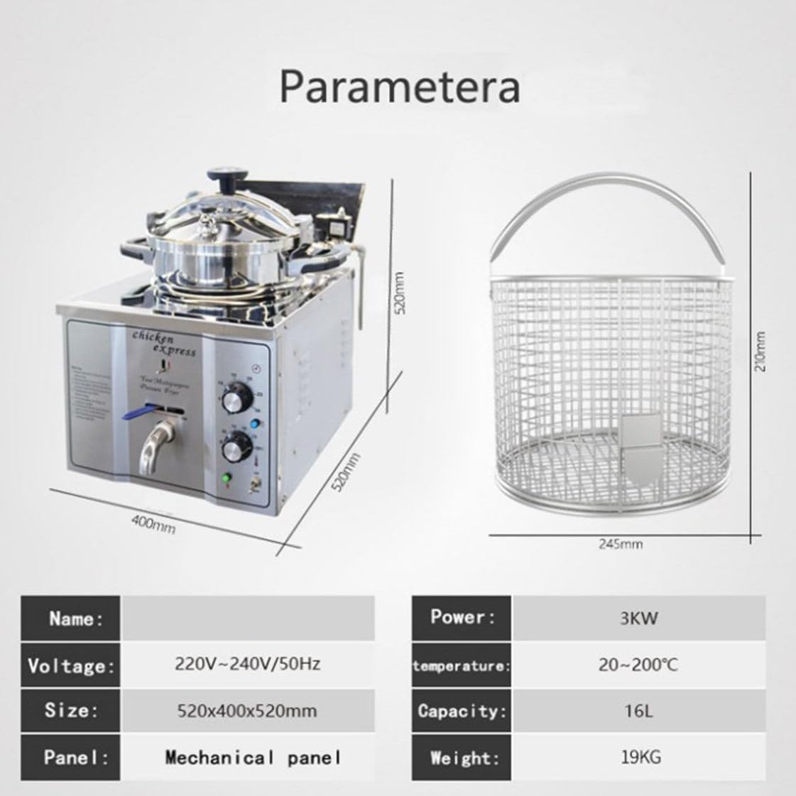 16L Electric Countertop Pressure Fryer,Commercial High Pressure Fried Chicken Stove,for Restaurant,Snack Shops