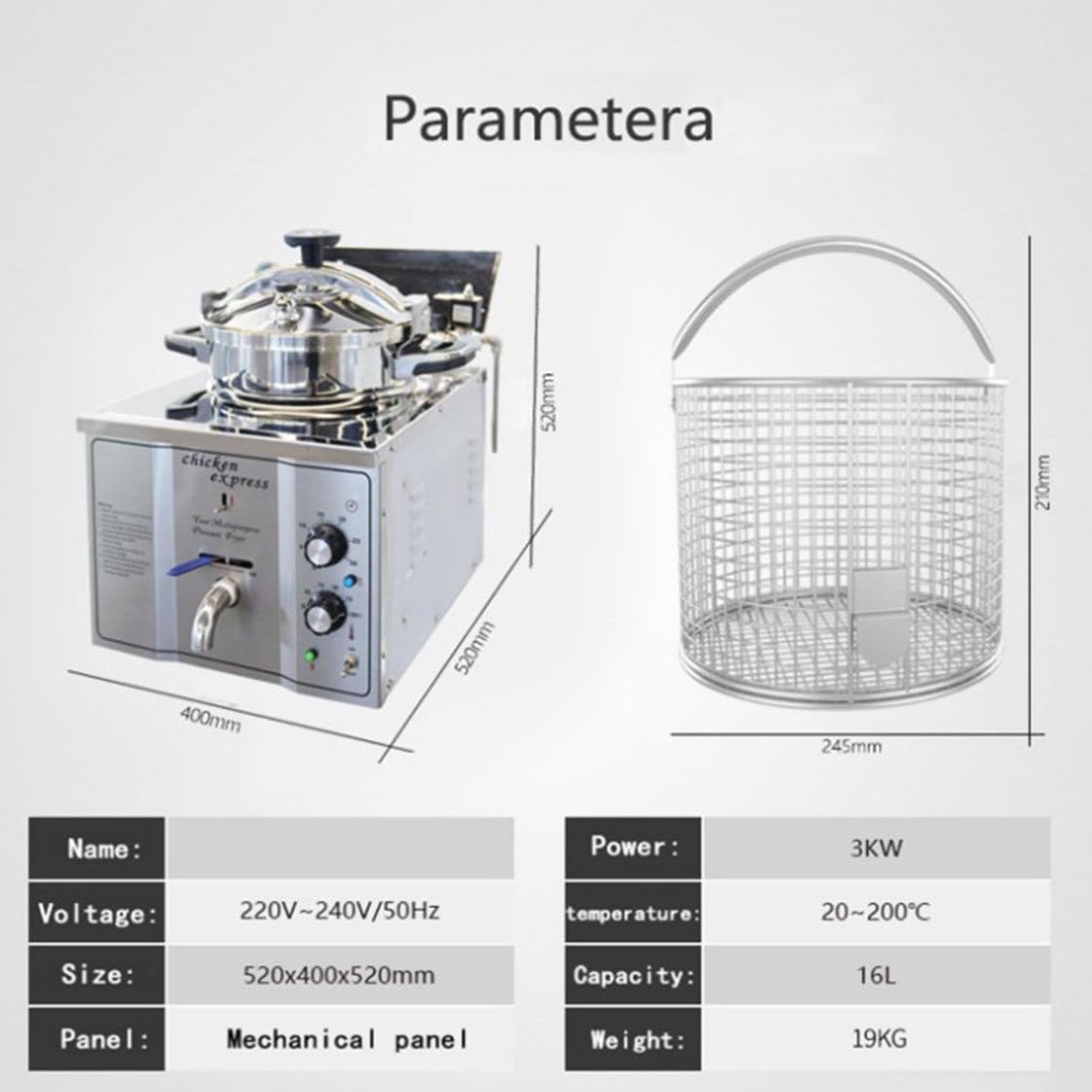 16L Elektryczne ciśnienie blatu Fryer, komercyjny piec z kurczakiem pod wysokim ciśnieniem, dla restauracji, sklepów z przekąskami