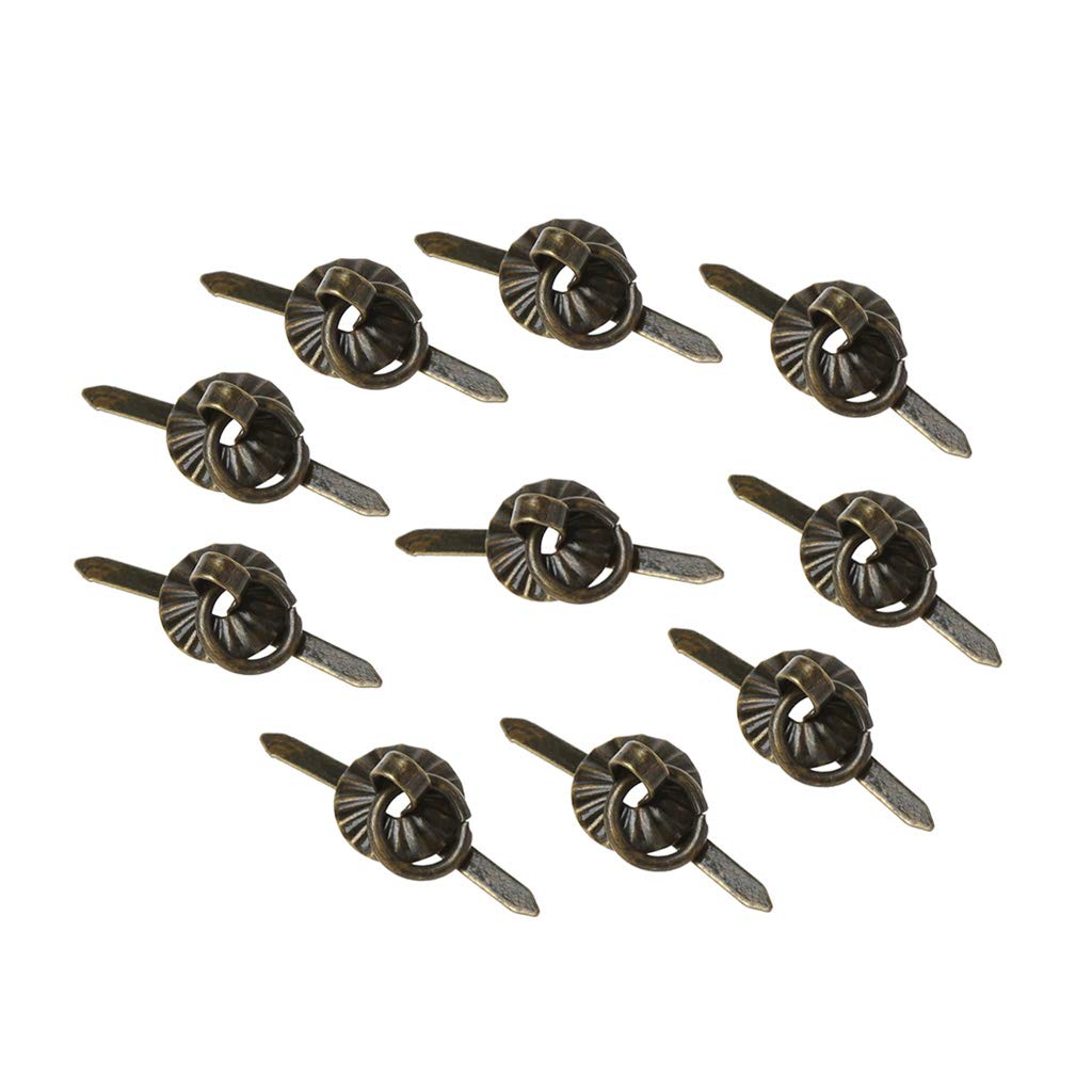 Kangql Bronze Ring Pin Handles, 10Pcs Green Color Pin Handle Drawer Cabinet Desk Pull Knob Furniture