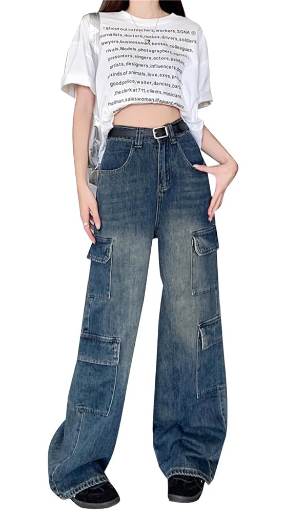 Amazon | [KSLAT] ハイウエスト ワイドパンツ ジーンズ