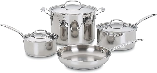 Cuisinart 7-Piece Cookware Set, Chef's Classic Stainless Steel Collection, 77-7P1
