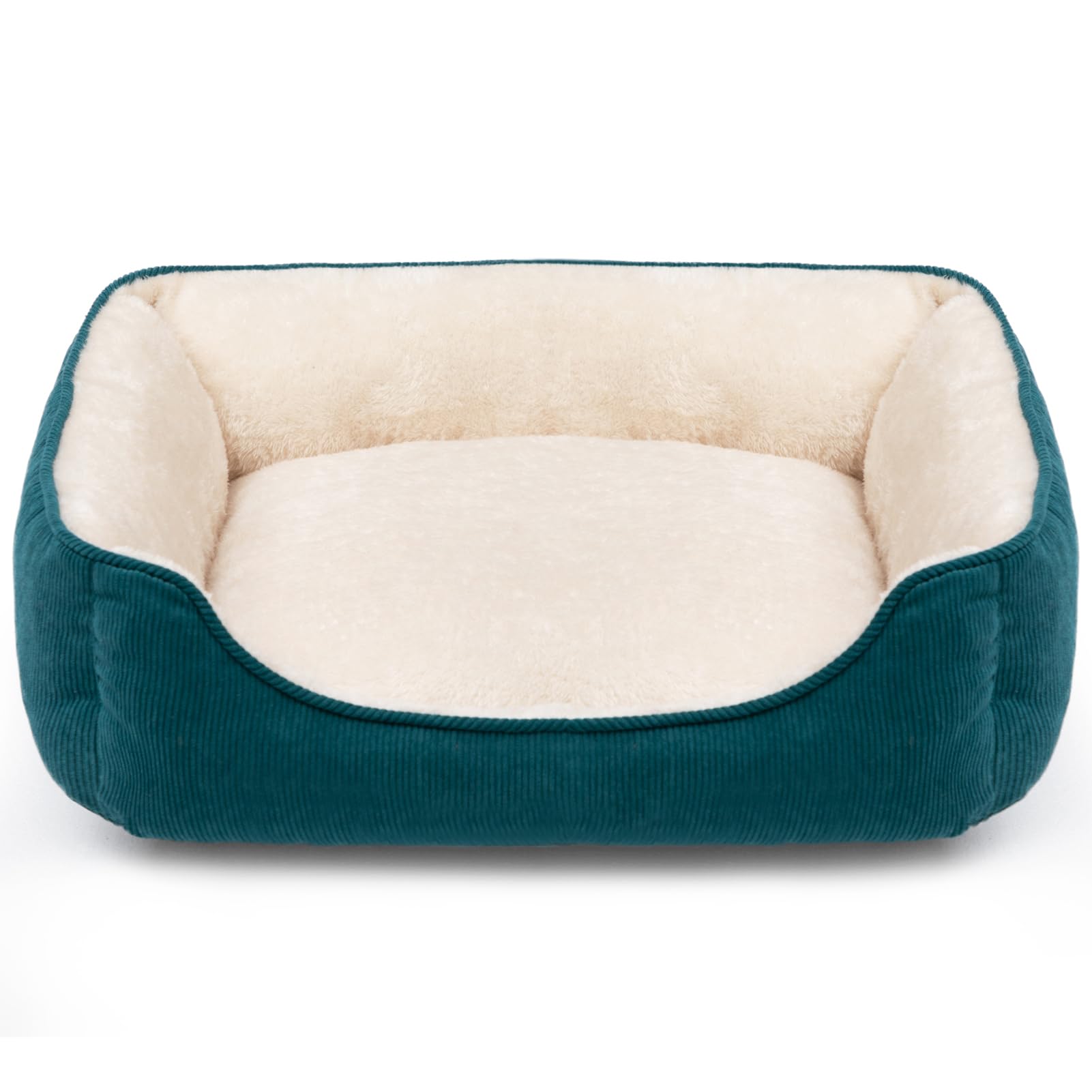 Hollypet Katzenbett Kleines Hundebett Haustierbett für Katzen und Welpen, Weiches Haustierschlafbett Atmungsaktives Haustierkissen, Grün (55 * 45 * 15cm)