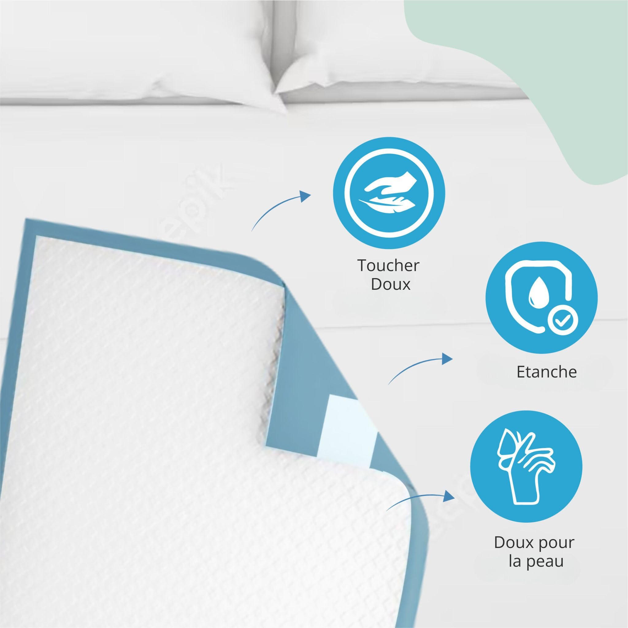 100 x Alèses jetables pour l'incontinence avec languettes adhésives | Paquet de 100 | Alèses jetables 60x90 | Alèse jetable Adulte, Personnes âgées et Enfants | Protection lit Incontinence et fuites