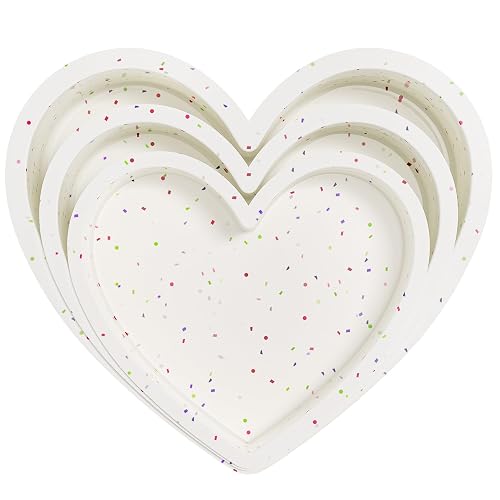 Silicone Heart Shaped Cake Pans, Cream, 10' 8' 6' | 3 Pcs, Mini Small Large Heart Cake Pan Set, Nonstick Silicone Heart