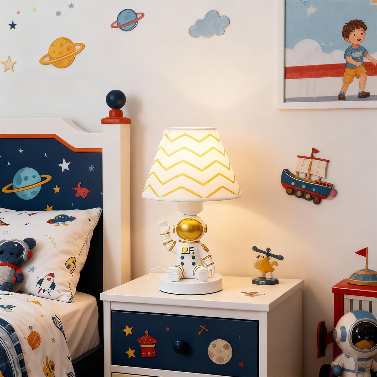 Ecliptix Lámpara de mesa para niños, adorable lámpara de escritorio estilo astronauta de 14 pulgadas, lámpara de mesa para niños, lámpara de noche de astronauta, ideal para decoración de dormitorio de
