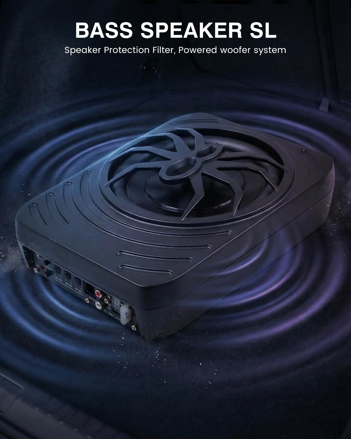 Caisson de Basse pour Voiture, Subwoofer Alimenté sous Le siège Ultra, Puissance Maximale de 1000W, Amplificateur Audio Intégré, Son Surround Stéréo, Subwoofer Compact de 7 Pouces, Noir