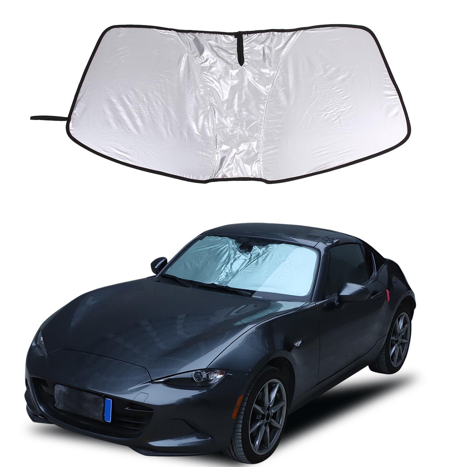Windshield Sun Shade Compatible with Mazda MX-5 RF Miata 2016-2025 Accessories,Front Window Sunshade Sun Visor Protector, Foldable Windshield Sunshade Sun Shield Blocks UV Rays (Silver)