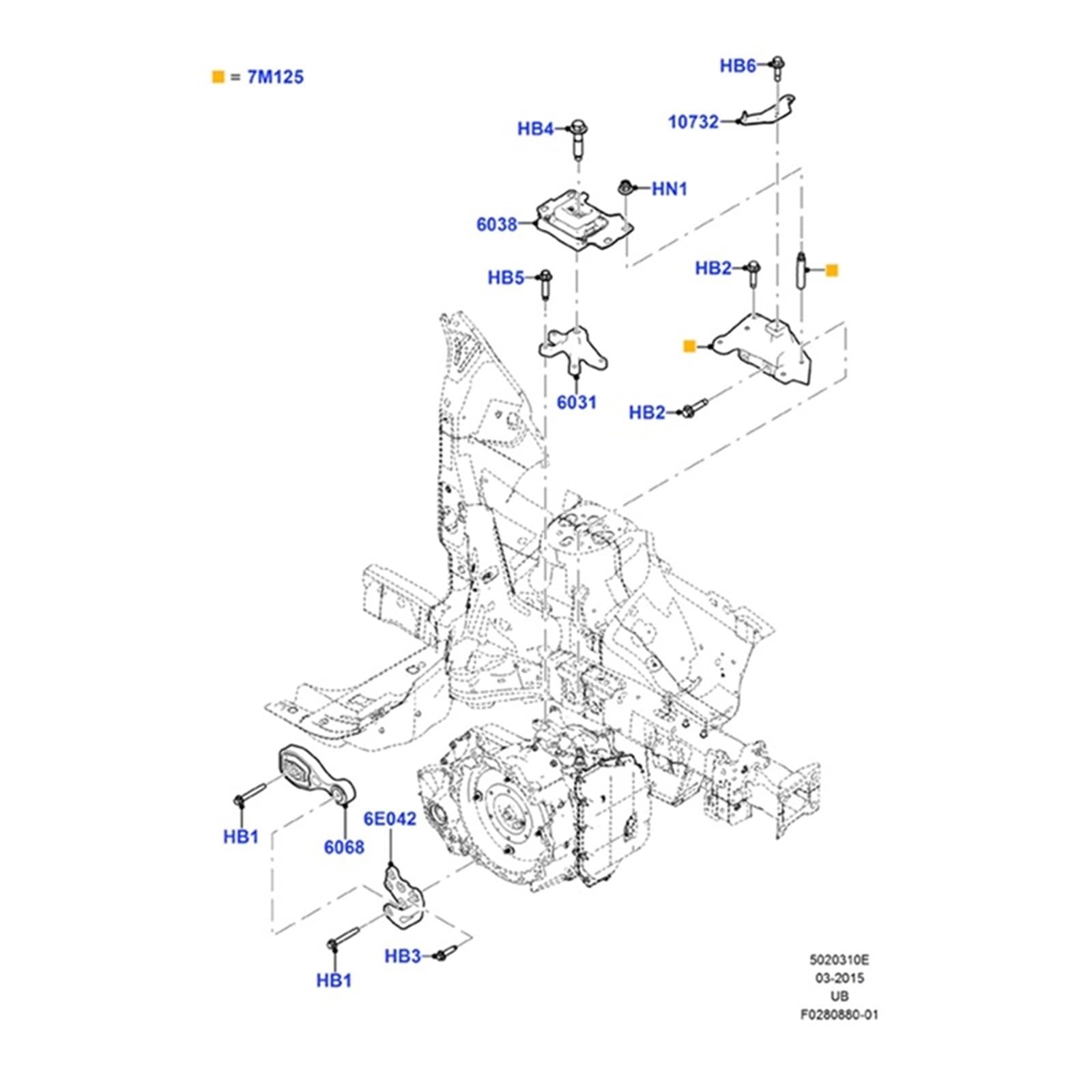 Pasuje do Ford Explorer 2.3T 2016-2019 FB5Z6068B AEE5-FB5Z-6068B Mocowanie silnika i skrzyni biegów Zestaw mocowań silnika