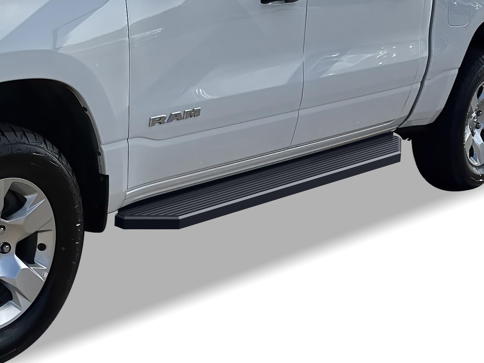 - 6-inch (Black Stainless Steel Flat Style) Running Boards Nerf Bars Side Steps Step Rail Compatible with Ram 1500 2019-2026 Crew Cab (Will Not Fit 2018 Previous Generation Build in 19-24)