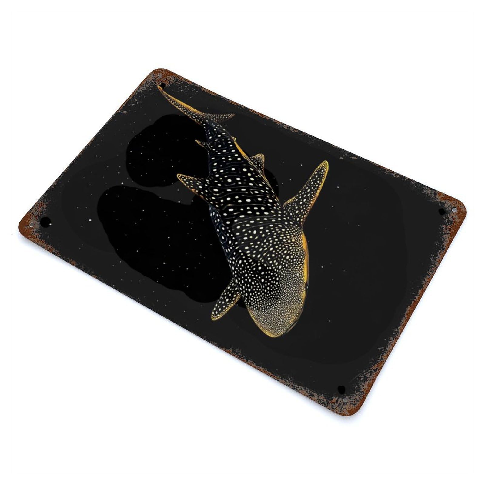 Rust Effect Whale Shark in The Deep Vintage Rust Metal Sign 11.8"x7.9", Farmhouse Wall Decor for Basement, Hobby Room And Garage Decor