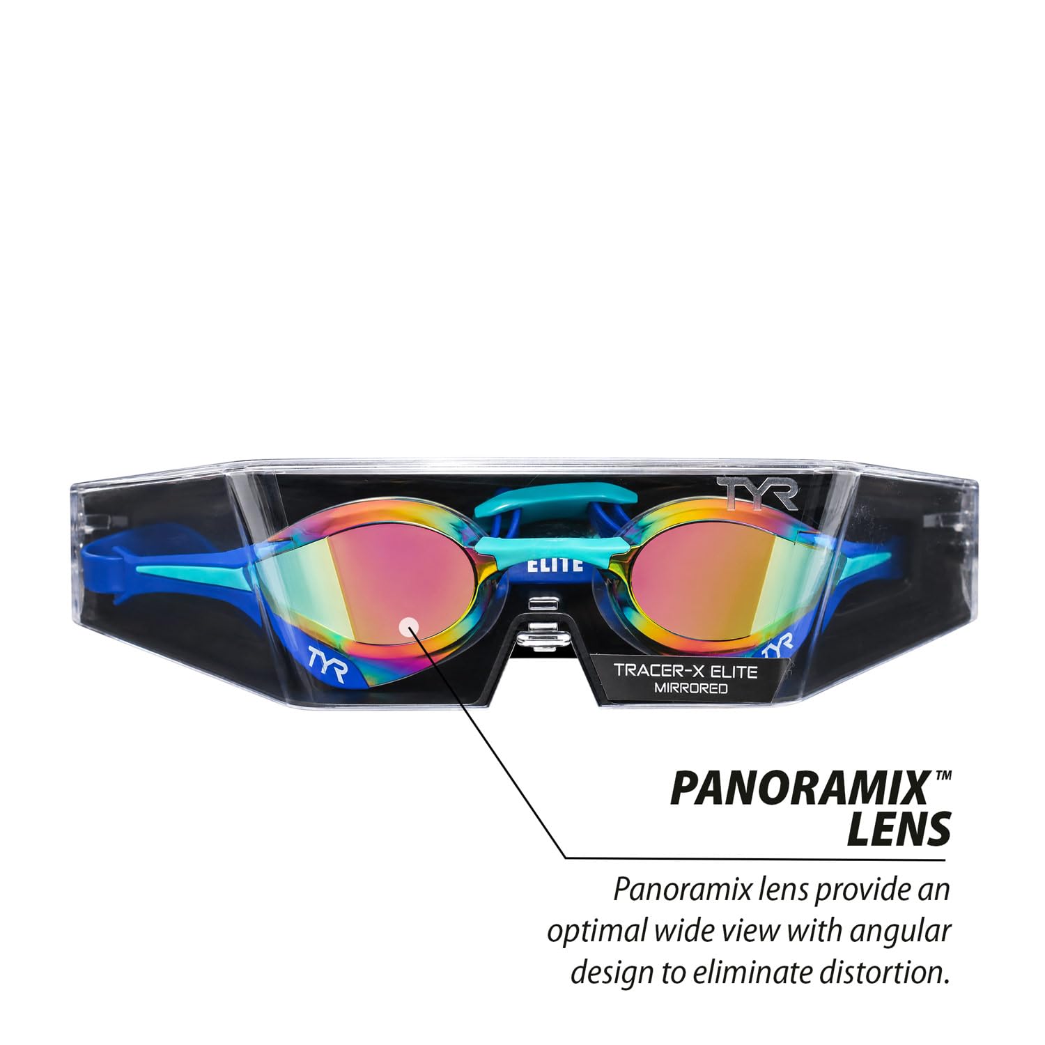 TYR Gogle dla dorosłych Tracer-X Elite - Low Profile Racing okulary pływackie, lustrzane, niebieskie, turkusowe