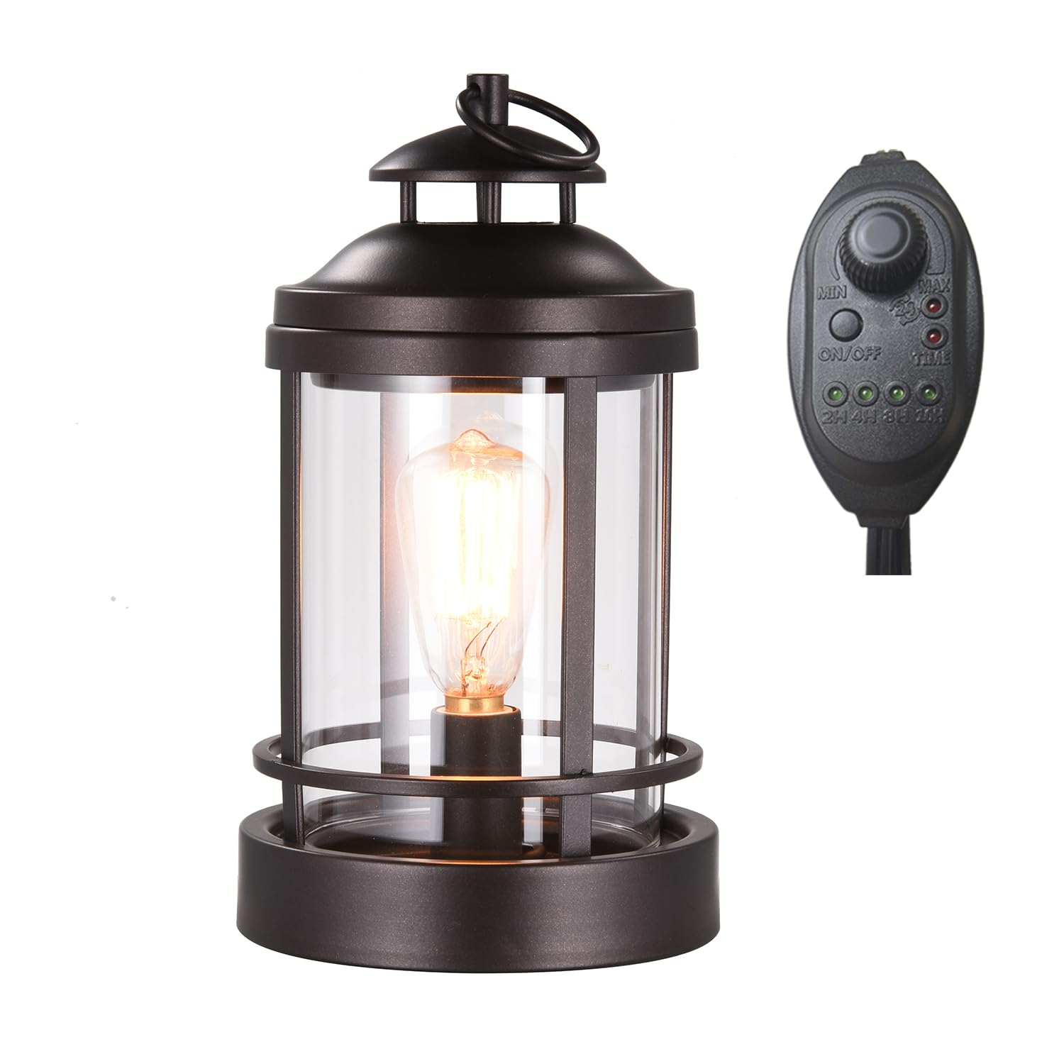 DICIMI Electric Wax Melt Burner with Timer & Dimmer, Vintage Candle Warmer Wax Burner Electric with Edison Bulb Night Light, Oil Burner for Home UK Plug
