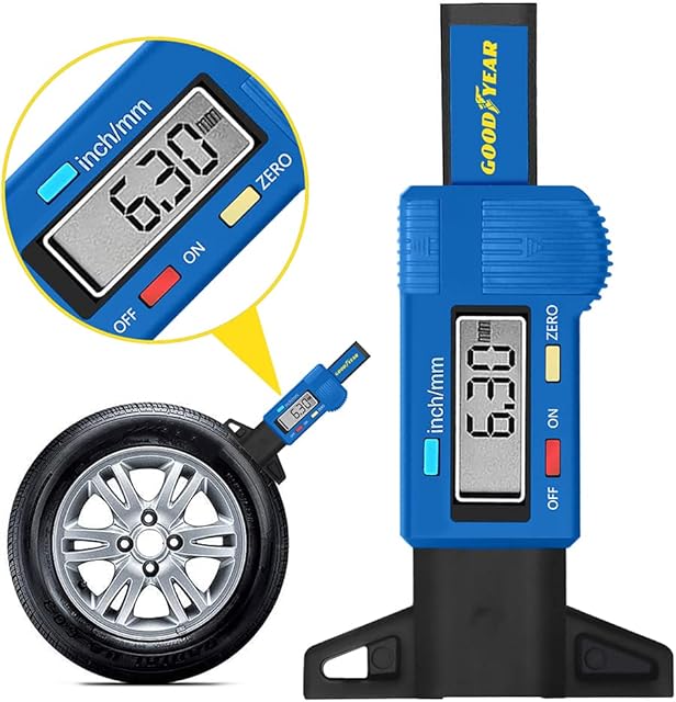 Goodyear Digital Tyre Tread Depth Gauge Measuring Tool Car Van Trucks MOT Compliant, BLUE
