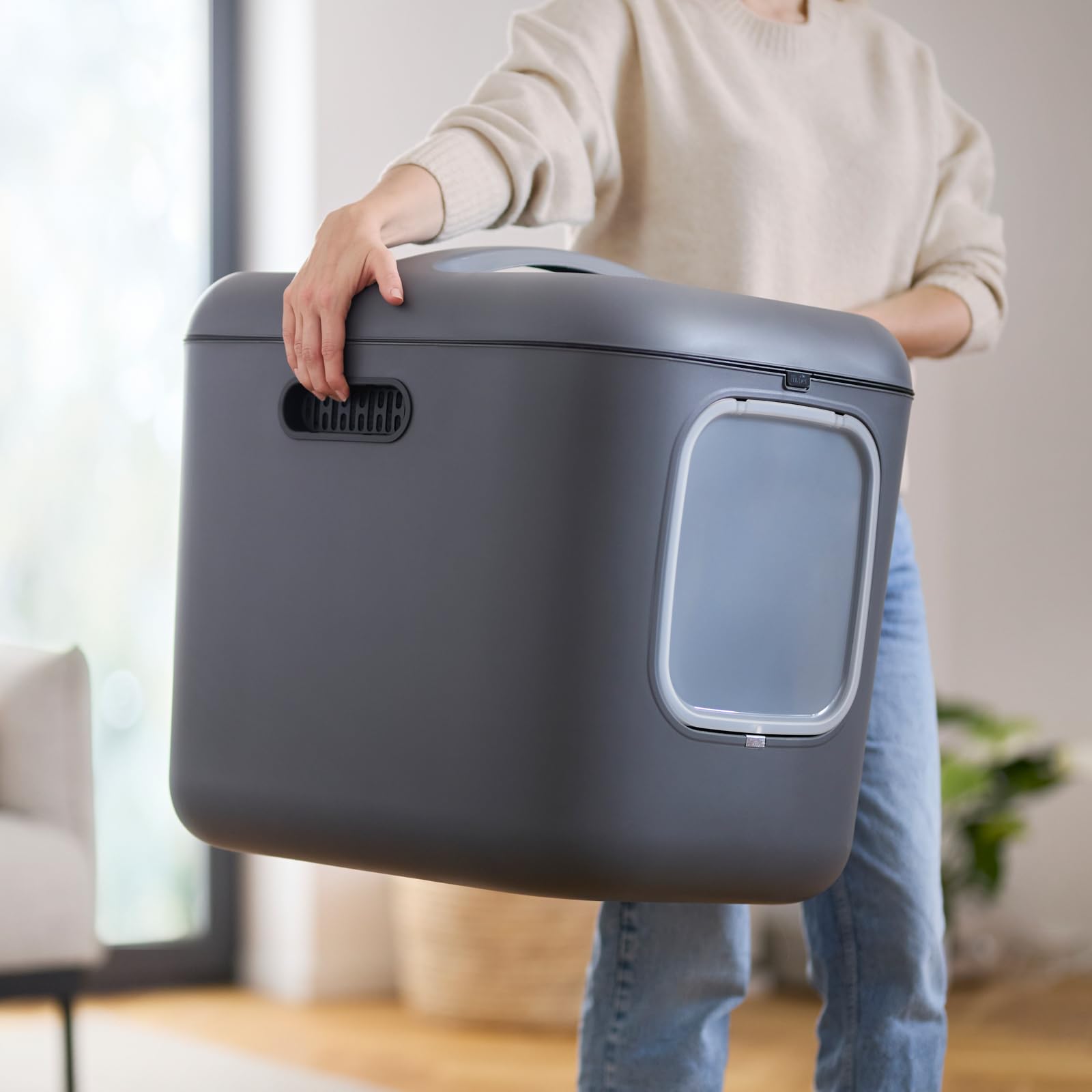 Rotho Biala XL - Caja de arena para gatos, color antracita
