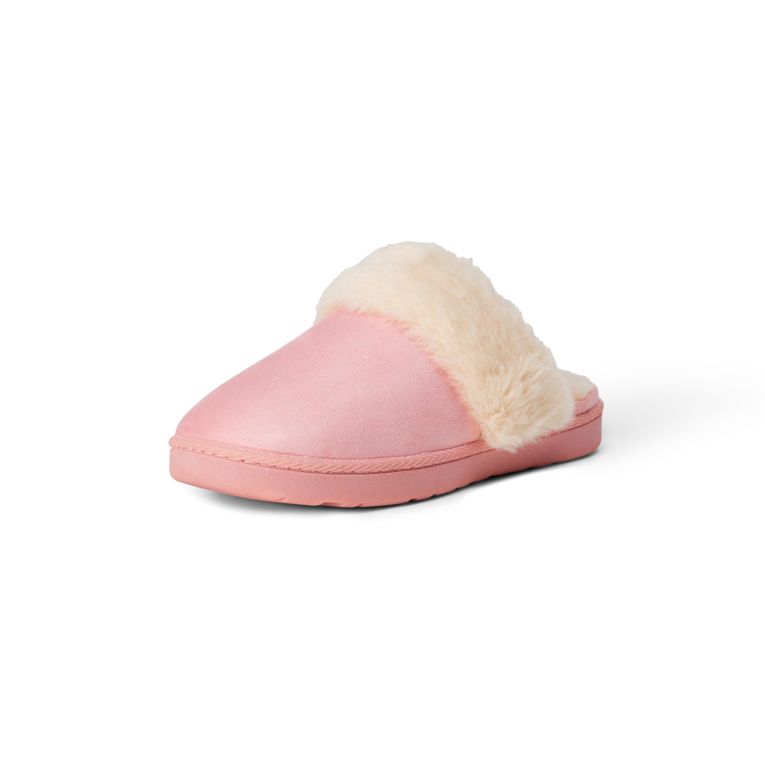 Amazon Essentials Girls' Cosy Faux Fur Trim Slippers, Pink, 3 Little Kid