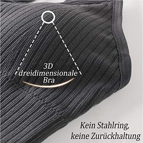 Foto von Sport BH Damen Bustier BH Ohne Bügel Sport Bra Top Spaghettiträger Cross Back Design Push up BH für Yoga Fitness, 3er Pack-Grau+weiß+kaffee-Einheitsgröße