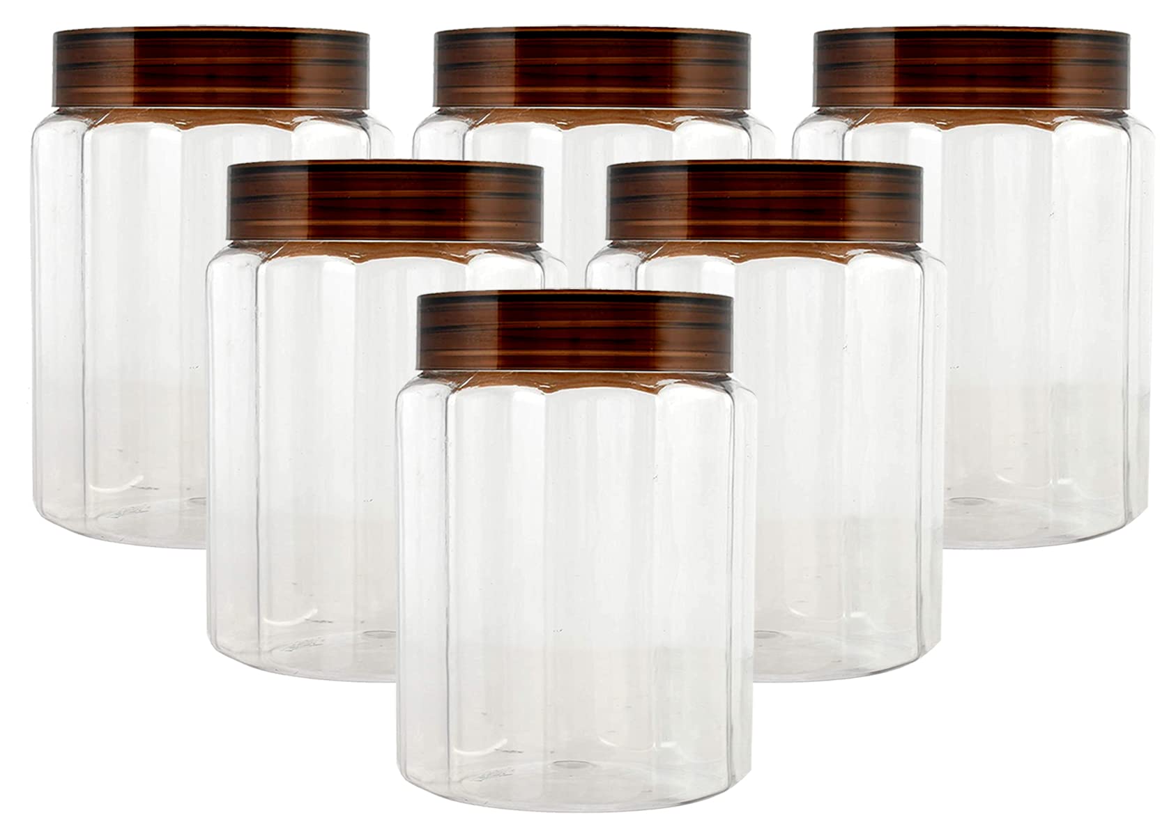 Kuber Industries Food Grade Odourless BPA Free Plastic Kitchen Container Set with Airtight Lid,1100ml, Set of 6 (Brown)-HS42KUBMART25084