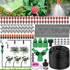 MULEVIP 200 pcs Kit irrigazione per Giardino,Sistema di Irrigazione da Giardino,Drip Irrigation Kit di Microirrigazione Automatici Regolabili,Flower Bed,Terrazza Piante - 50 m,Adattto a Patio,Prato