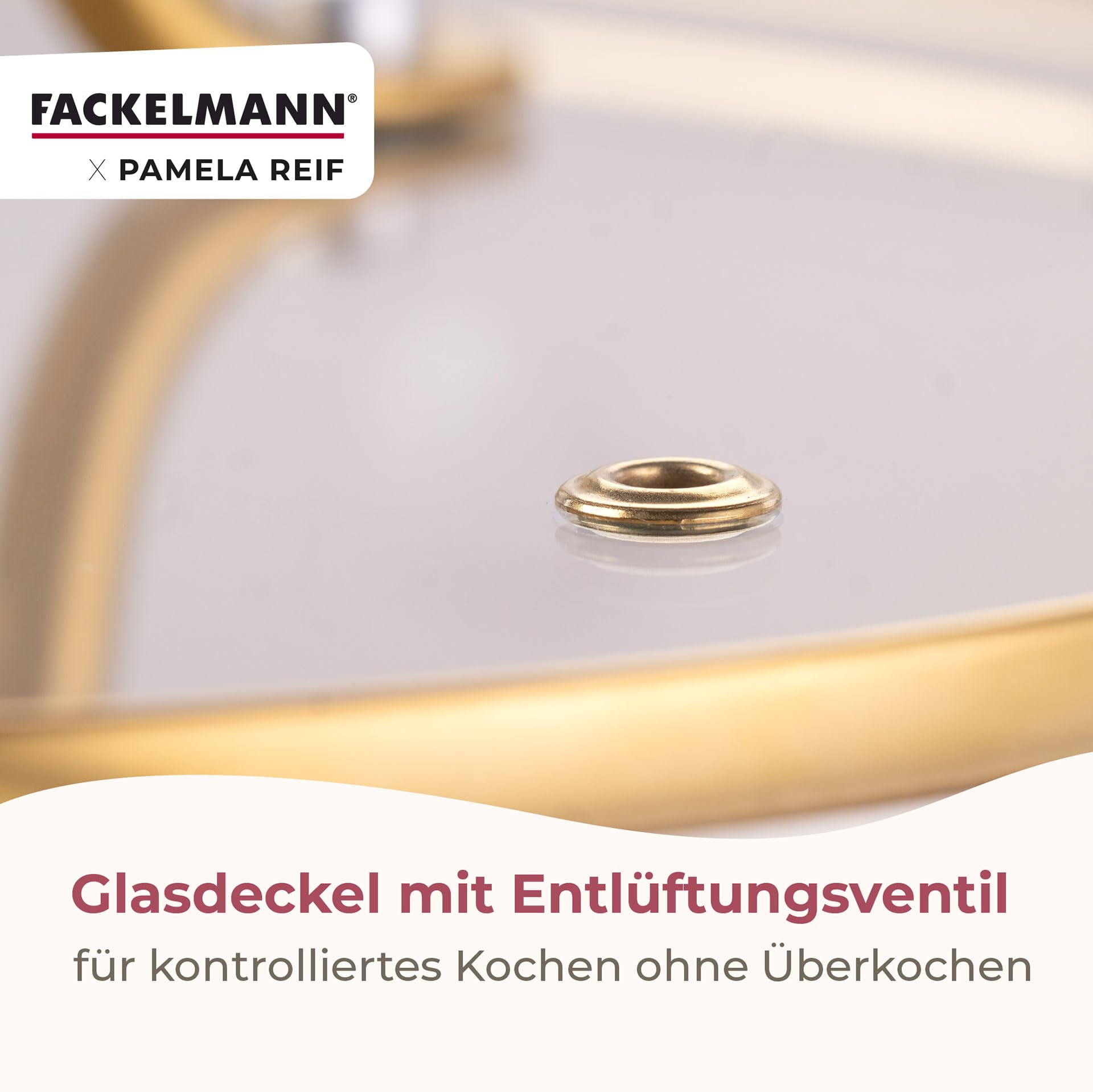 Fackelmann x Pamela Reif Kochtopf-Set 9-tlg. – Recyceltes Aluminium, Pastell Beige, inkl. Glasdeckel, PFAS-freie Keramikbeschichtung, Induktionsgeeignet